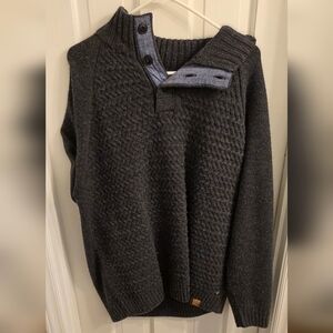 Weatherproof Vintage  GraySweater with Button Collar